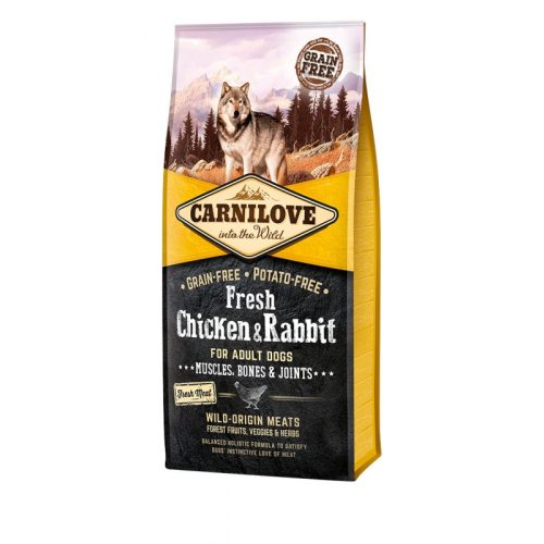 Carnilove Fresh Adult Dog Chicken & Rabbit Muscles, Bones & Joints-  Csirke és Nyúl Hússal 12kg