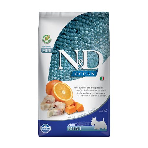 N&D Dog Ocean tőkehal, sütőtök&narancs adult mini 2,5kg