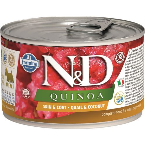 N&D Dog Quinoa konzerv fürj&kókusz adult mini 140g