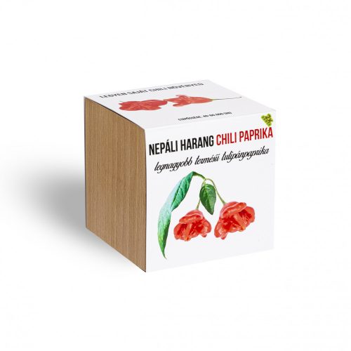 Nepáli harang chili paprika növényem fa kockában, Nepáli harang chili paprika növényem fa kockában